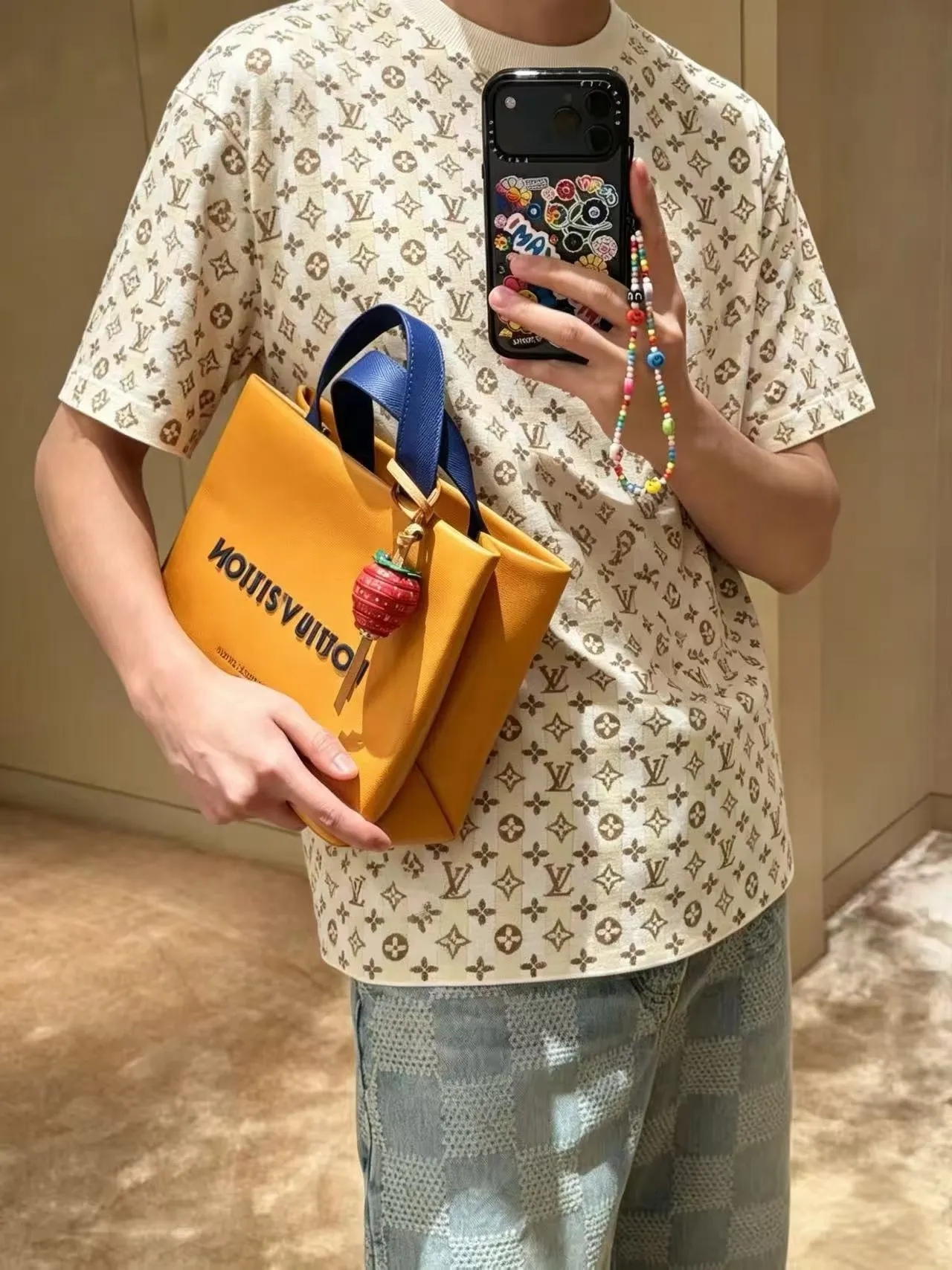 Louis Vuitton/Louis Vuitton 26ss allover old flower jacquard knitted short sleeves